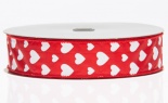  #9 We Red Satin White Hearts  50 Yd