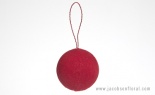  (sn) 120mm Hanging Burlap Ball Ornament Red