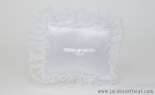  Rect Pillow Puffy With Lace Trim White